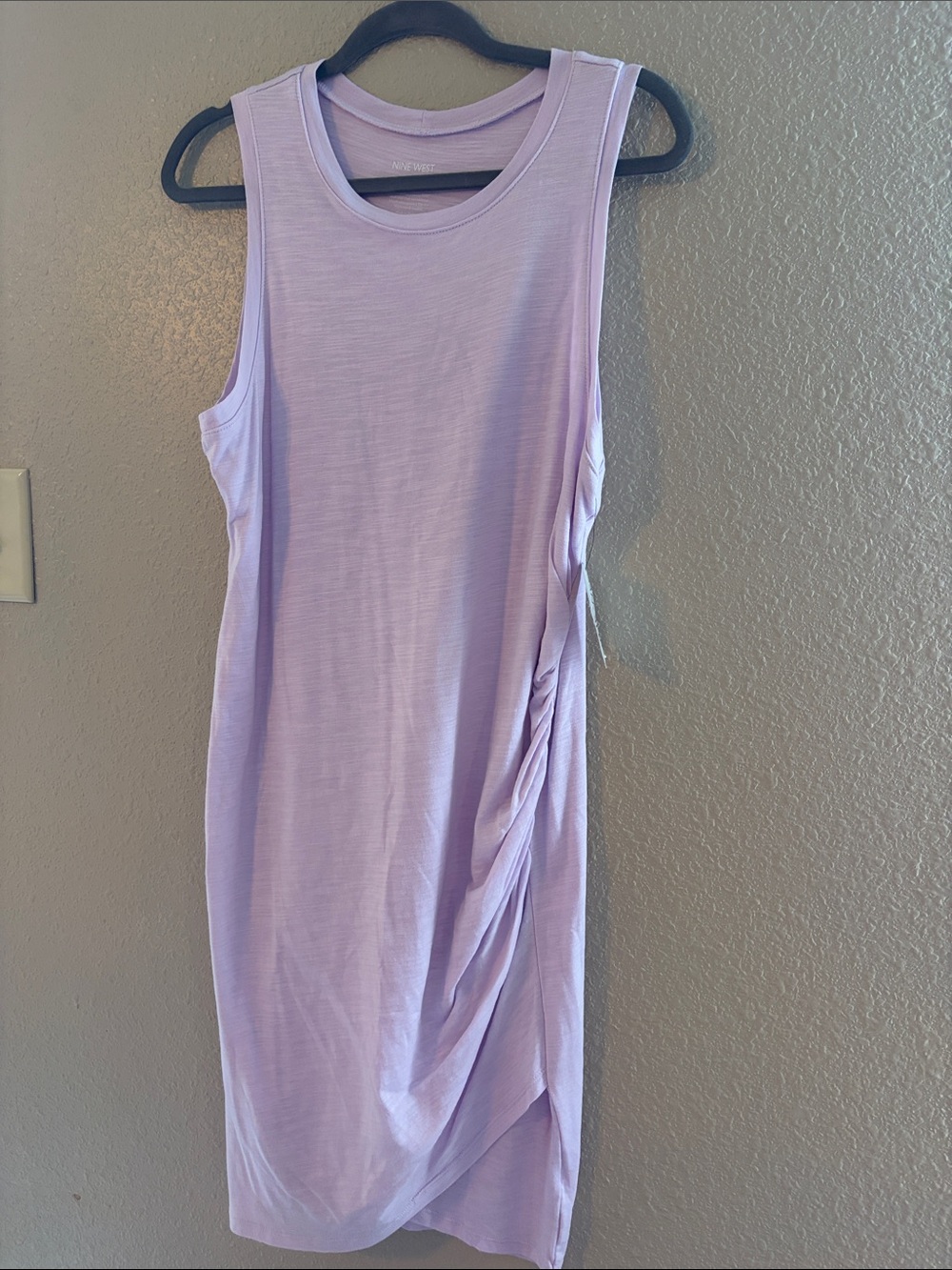 Nine West Lilac Sleeveless Ruched Midi Dress